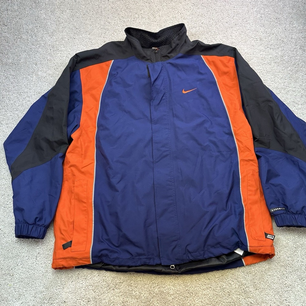 VTG 90s Nike Windbreaker Lined Track Jacket Men's XL Black Blue Orange